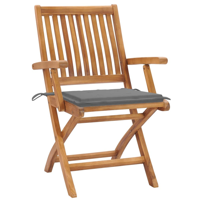 Klappbare Gartenstühle mit Kissen 4 Stk. Massivholz Teak