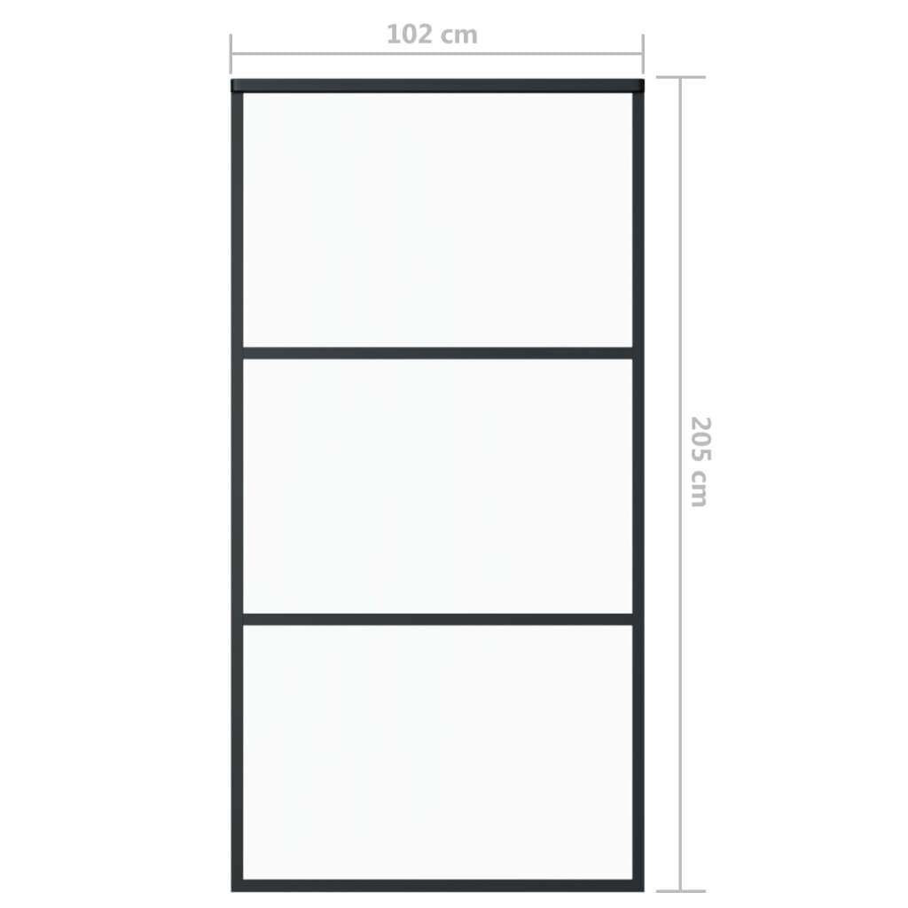 Schiebetür ESG-Glas und Aluminium 102x205 cm Schwarz