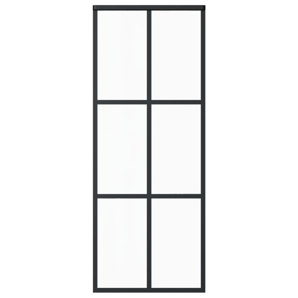 Schiebetür ESG-Glas und Aluminium 76x205 cm Schwarz
