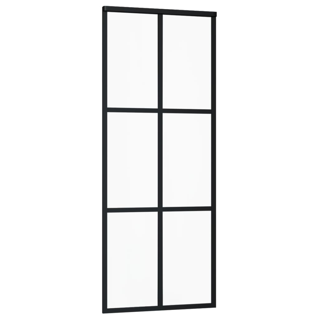 Schiebetür ESG-Glas und Aluminium 76x205 cm Schwarz