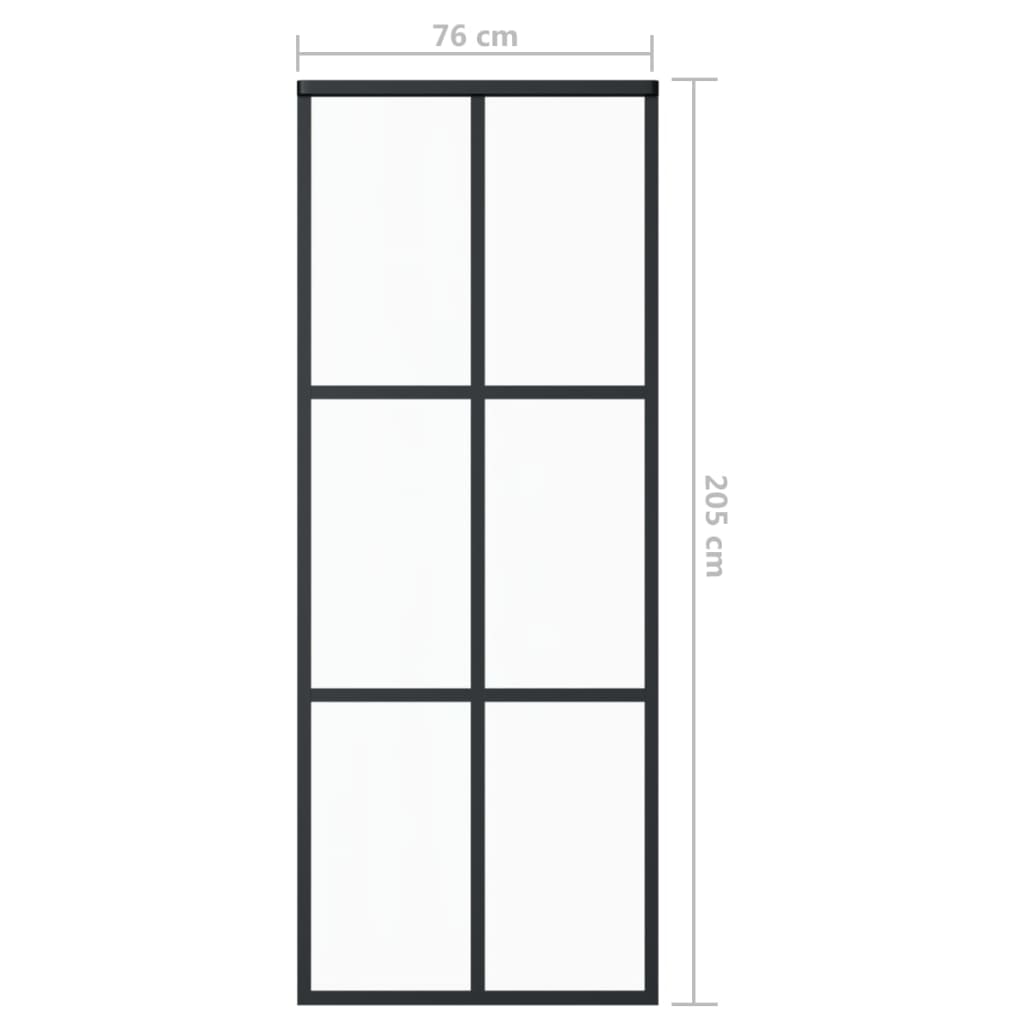 Schiebetür ESG-Glas und Aluminium 76x205 cm Schwarz