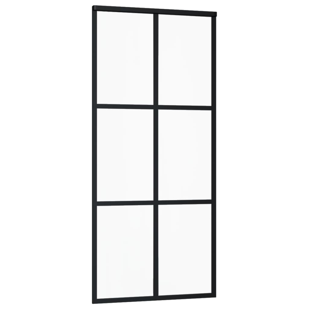 Schiebetür ESG-Glas und Aluminium 90x205 cm Schwarz