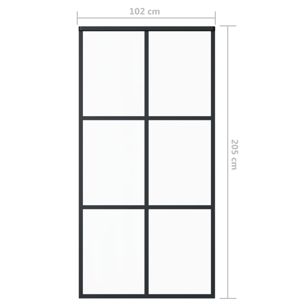 Schiebetür ESG-Glas und Aluminium 102x205 cm Schwarz