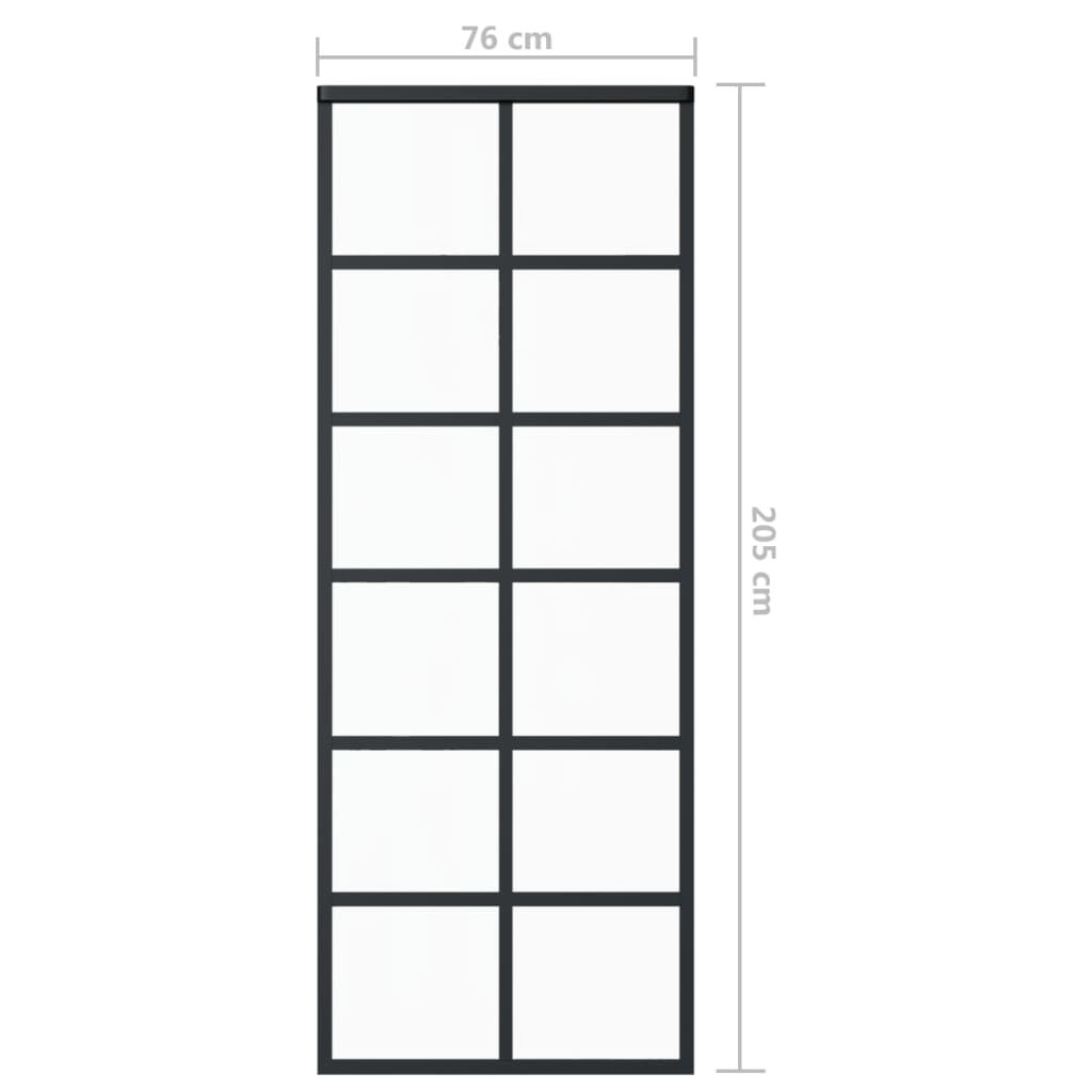 Schiebetür ESG-Glas und Aluminium 76x205 cm Schwarz