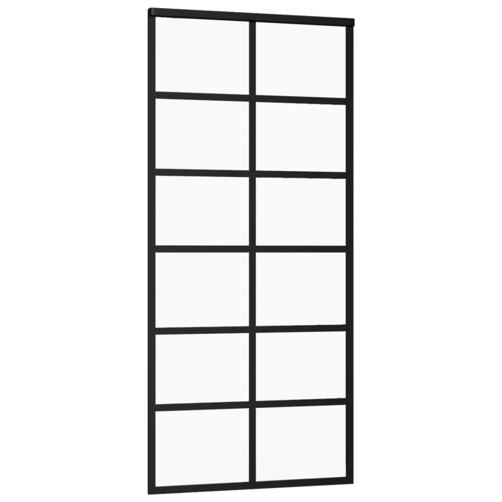 Schiebetür ESG-Glas und Aluminium 90x205 cm Schwarz