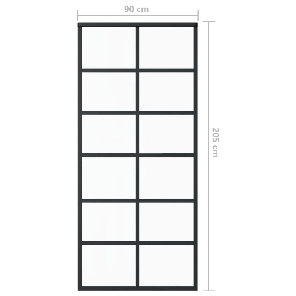 Schiebetür ESG-Glas und Aluminium 90x205 cm Schwarz