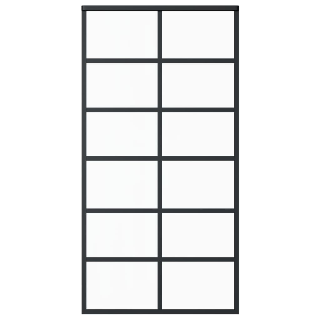 Schiebetür ESG-Glas und Aluminium 102x205 cm Schwarz