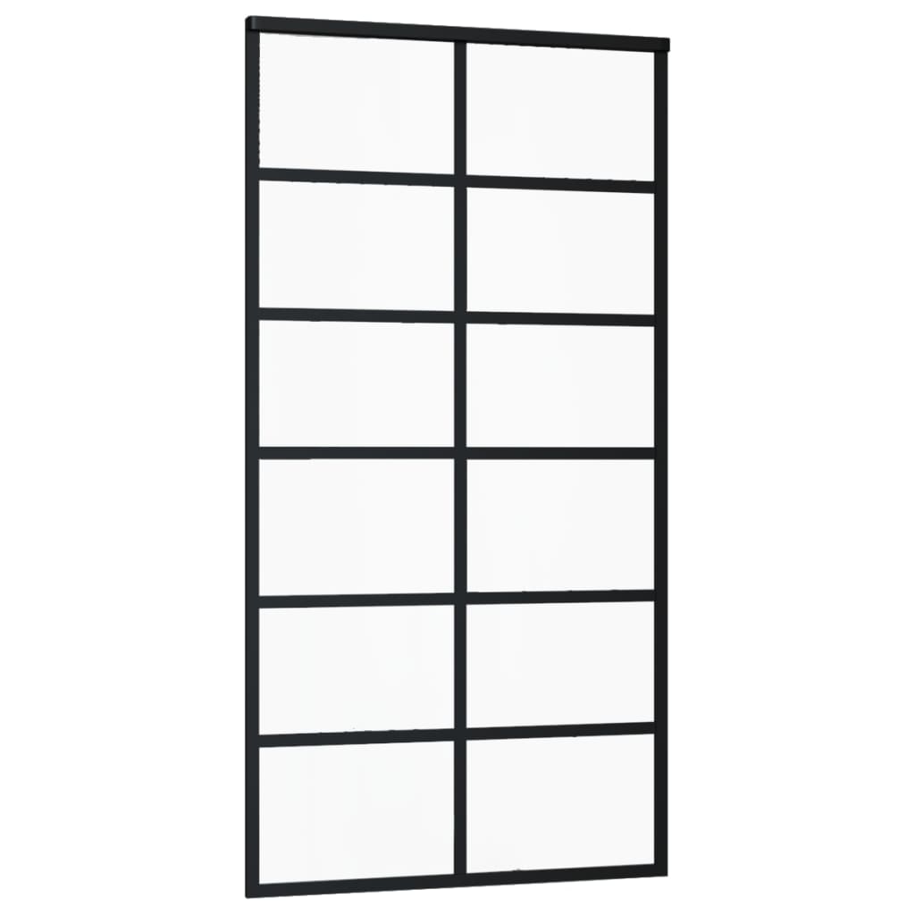 Schiebetür ESG-Glas und Aluminium 102x205 cm Schwarz