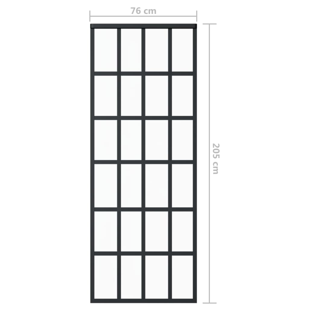 Schiebetür ESG-Glas und Aluminium 76x205 cm Schwarz