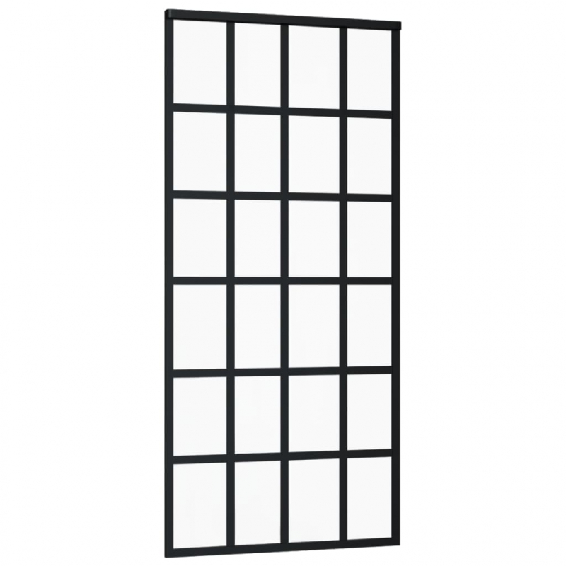 Schiebetür ESG-Glas und Aluminium 90x205 cm Schwarz
