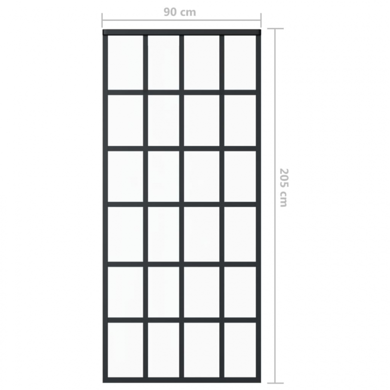 Schiebetür ESG-Glas und Aluminium 90x205 cm Schwarz