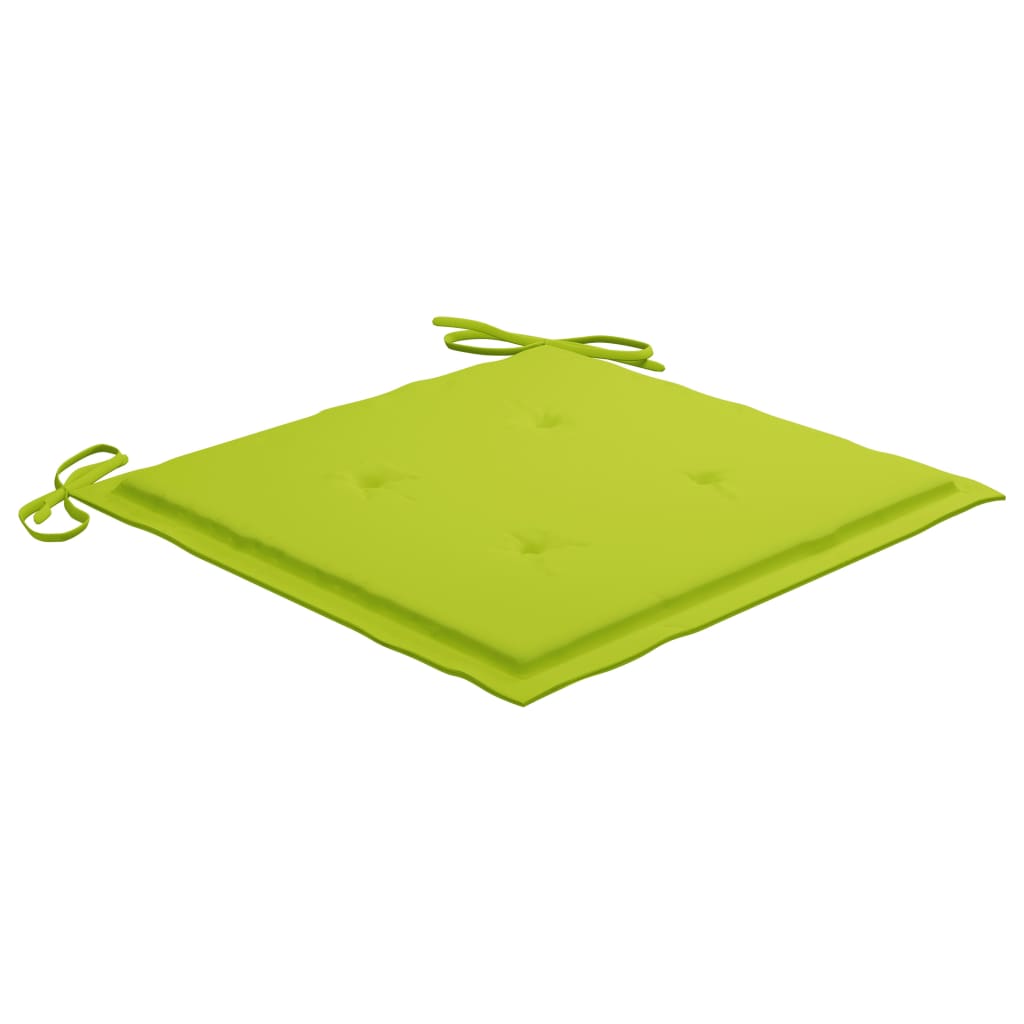 Gartenstühle 6 Stk. mit Hellgrünen Kissen Massivholz Teak