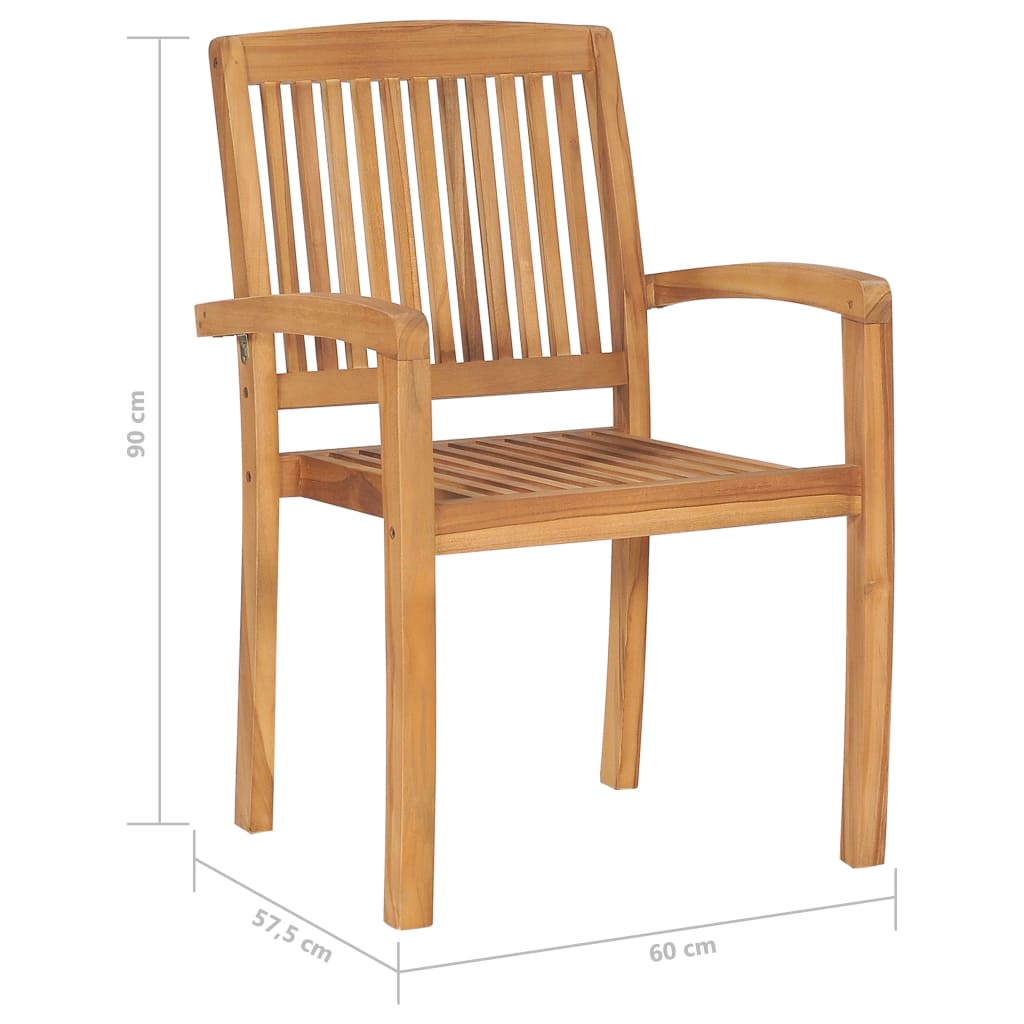 Stapelbare Gartenstühle 6 Stk. Massivholz Teak