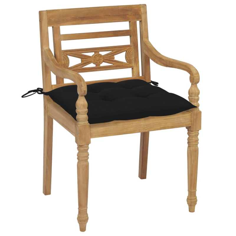 Batavia-Stühle mit Kissen 6 Stk. Massivholz Teak