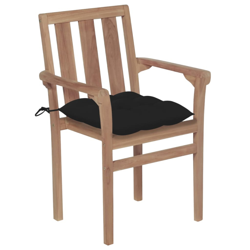 Stapelbare Gartenstühle mit Kissen 8 Stk. Massivholz Teak
