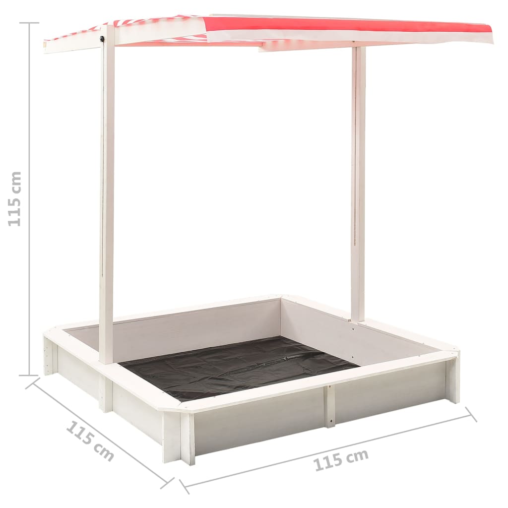 Sandkasten mit Verstellbarem Dach Tannenholz Weiß und Rot UV50