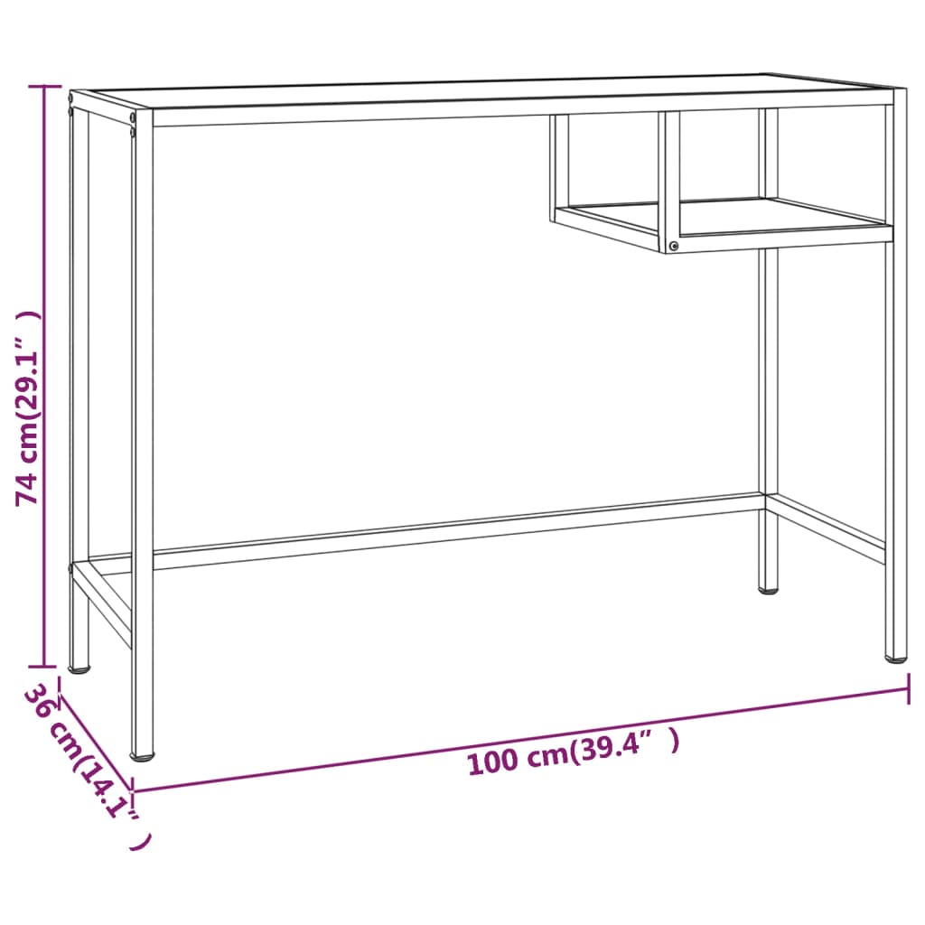 Computertisch Transparent 100x36x74 cm Hartglas