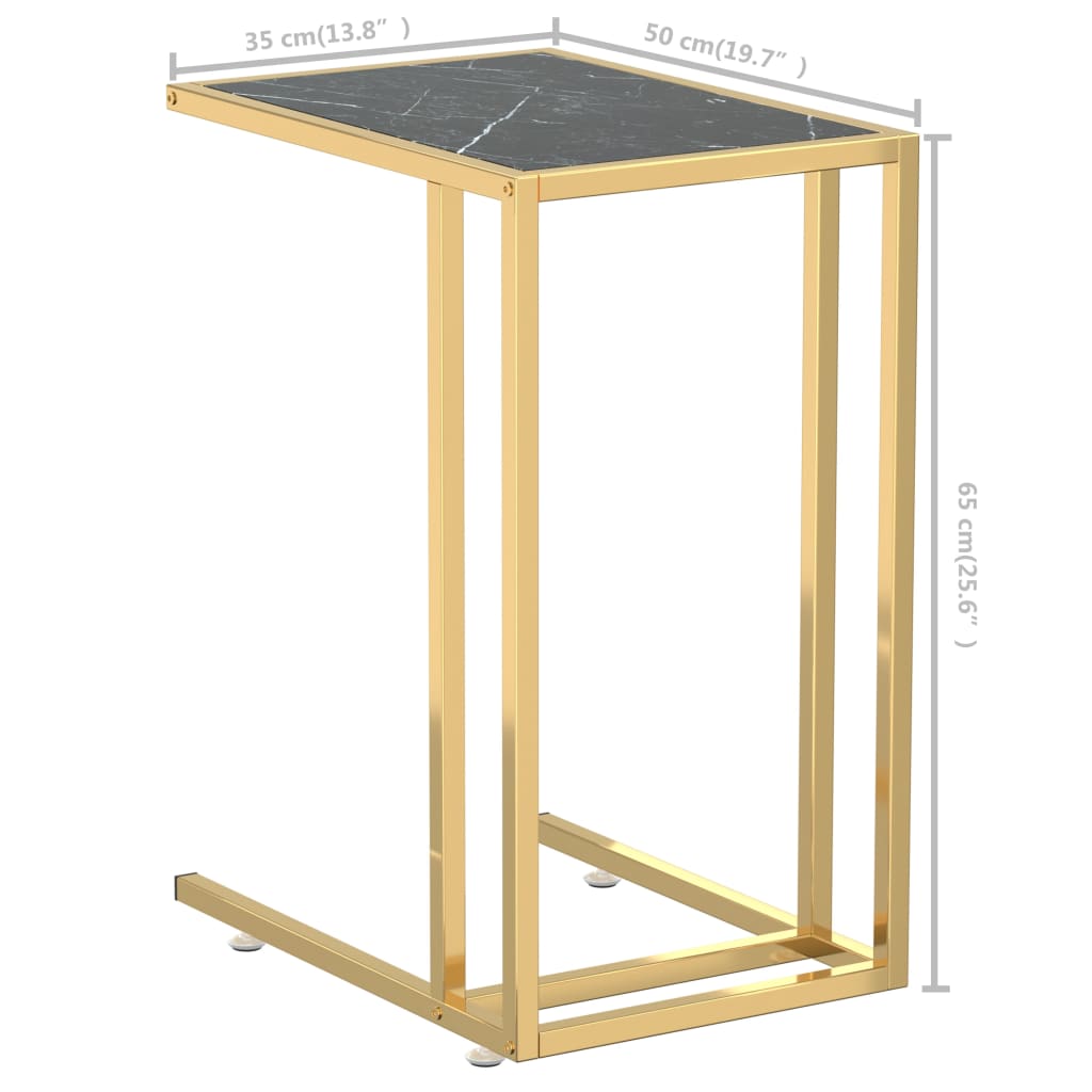 Computer-Beistelltisch Schwarz Marmor 50x35x65 cm Hartglas