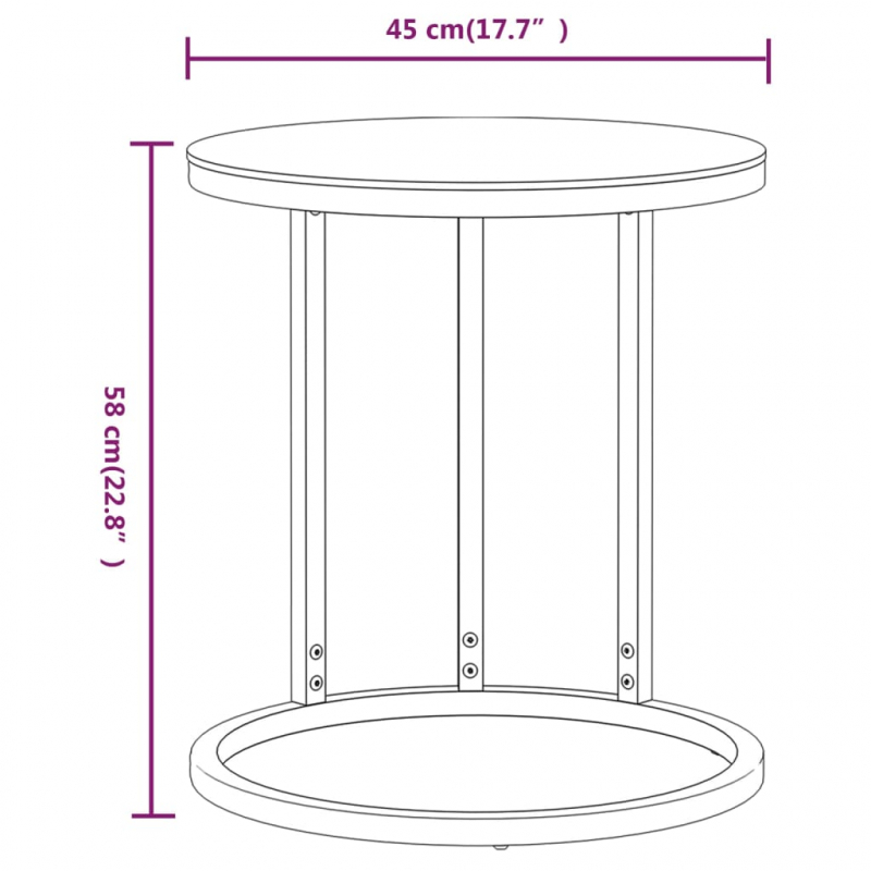 Beistelltisch Golden und Schwarz 45 cm Hartglas