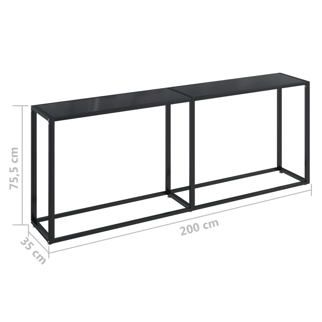 Konsolentisch Schwarz 200x35x75,5 cm Hartglas