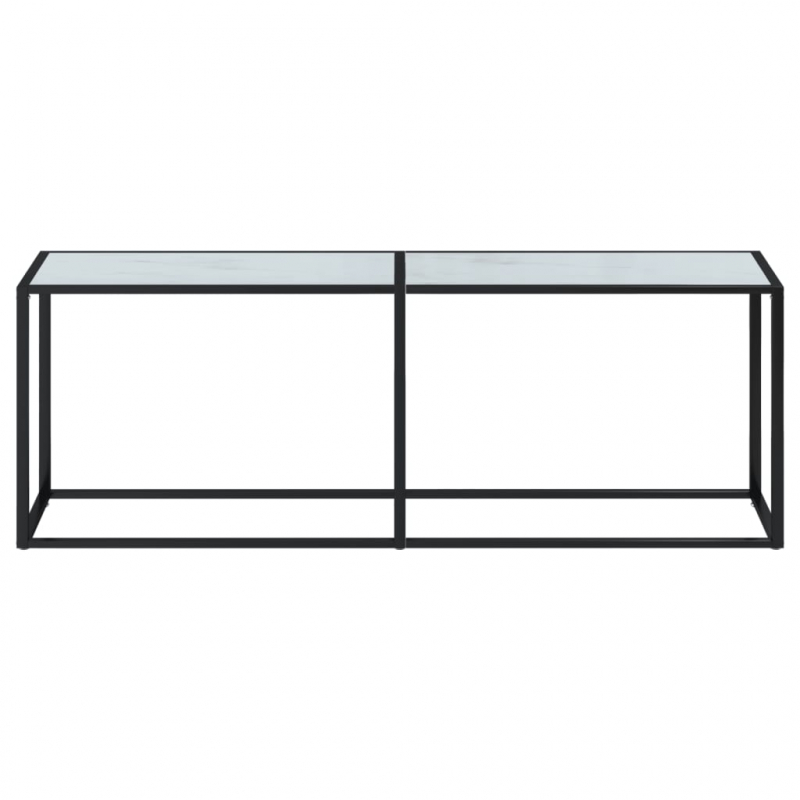 Konsolentisch Weiß Marmor-Optik 220x35x75,5 cm Hartglas