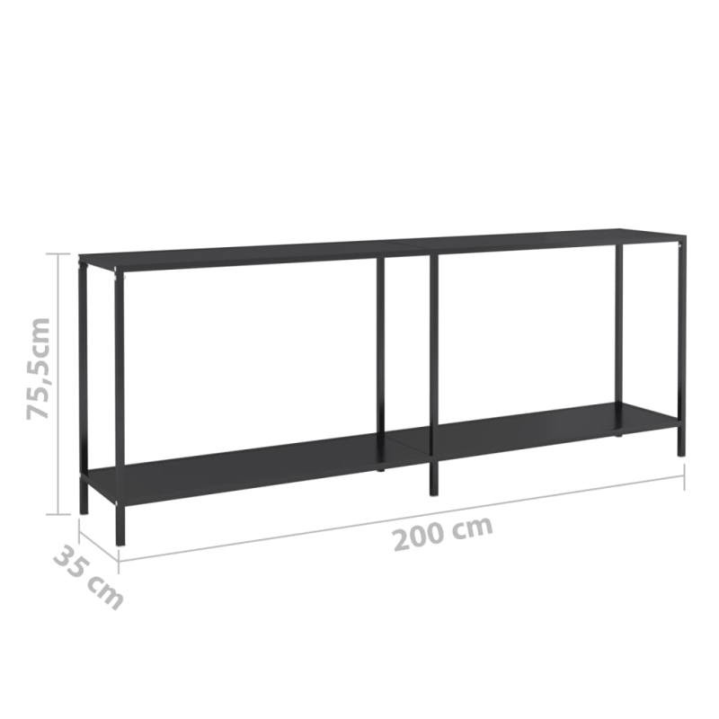 Konsolentisch Schwarz 220x35x75,5 cm Hartglas