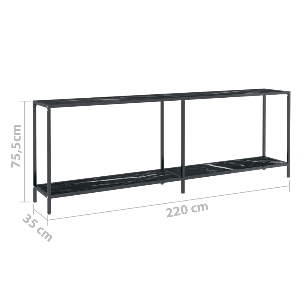 Konsolentisch Schwarz 220x35x75,5 cm Hartglas