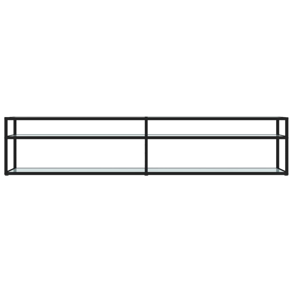 TV-Schrank Weiß Marmor-Optik 200x40x40,5 cm Hartglas