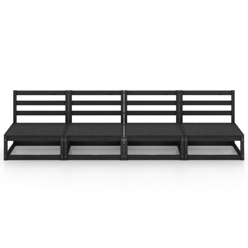 Outdoor-Sofa 4-Sitzer Schwarz Massivholz Kiefer