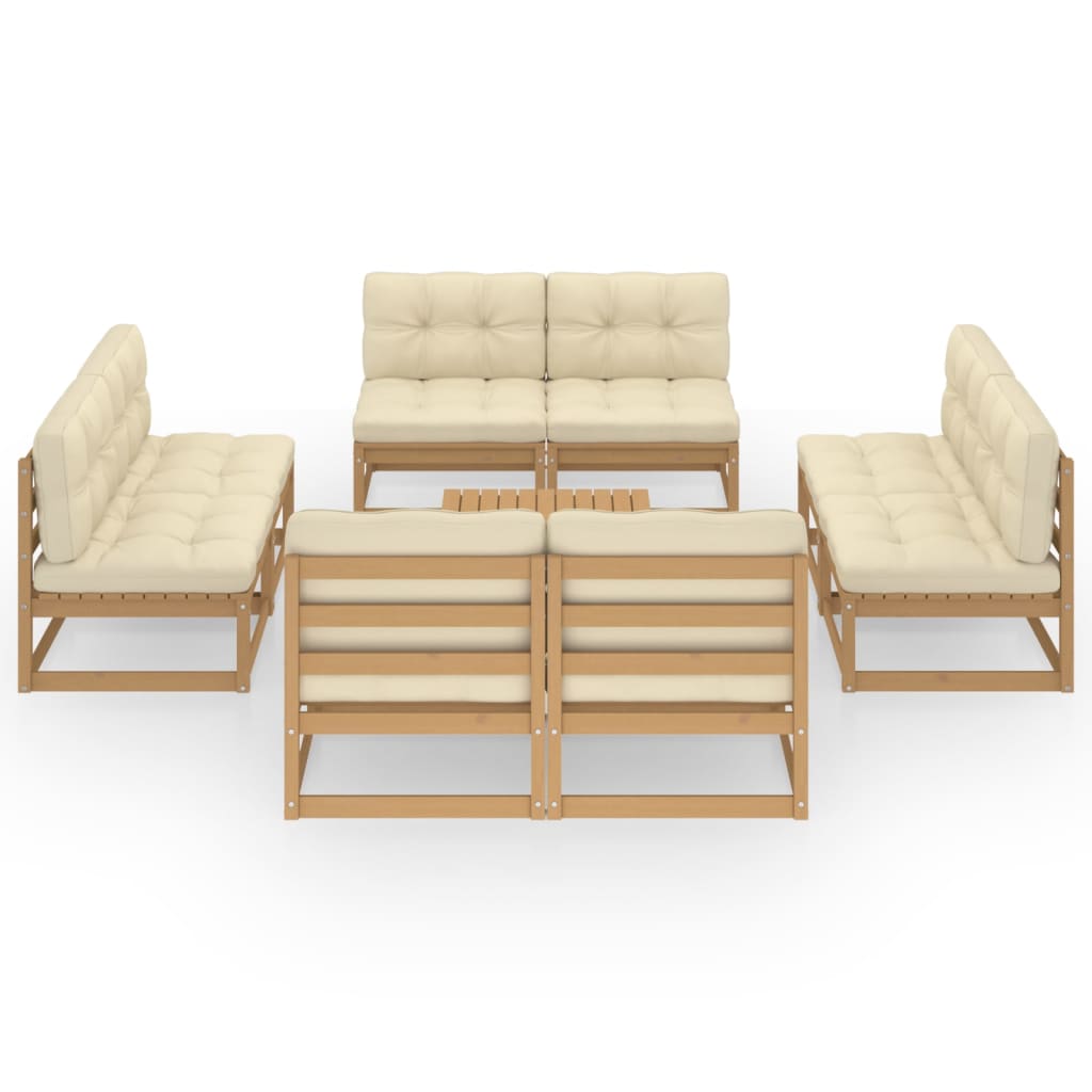 9-tlg. Garten-Lounge-Set mit Kissen Kiefer Massivholz