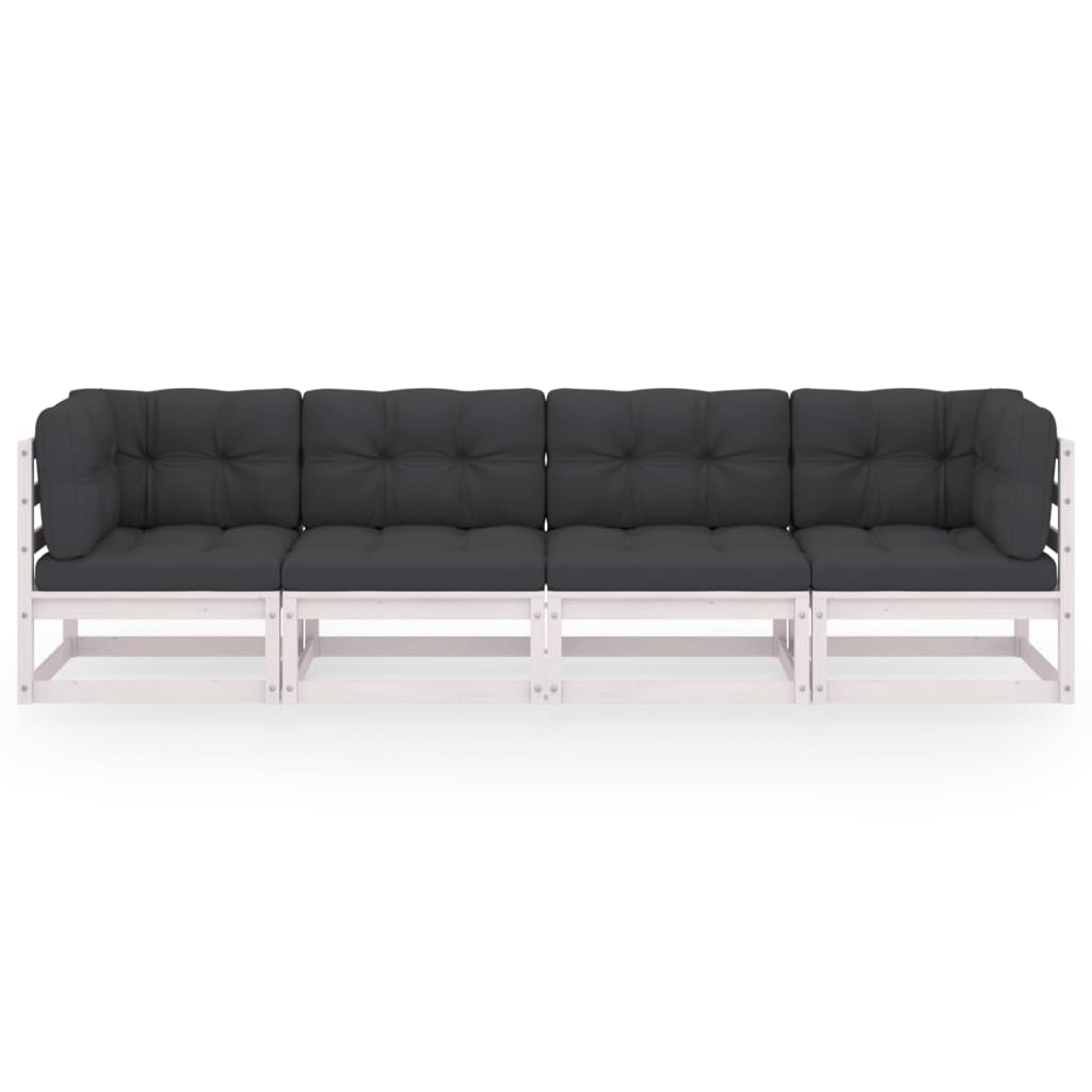 4-Sitzer-Gartensofa mit Kissen Kiefer Massivholz