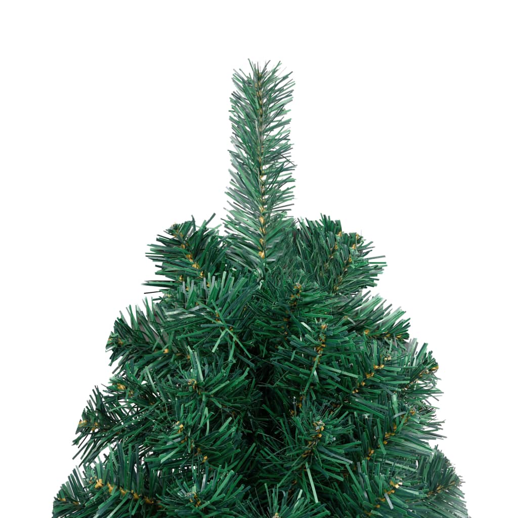 Künstlicher Halb-Weihnachtsbaum Beleuchtung Kugeln Grün 120 cm