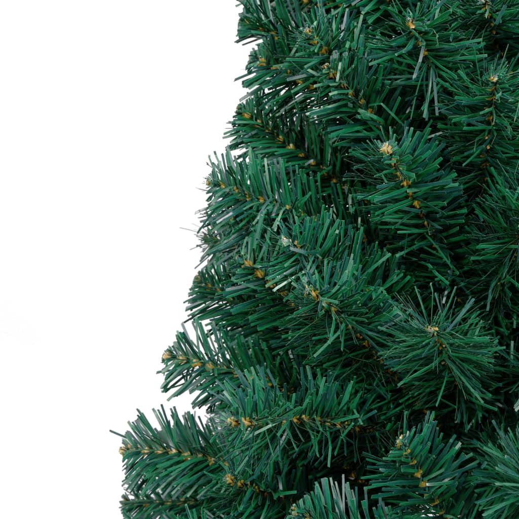 Künstlicher Halb-Weihnachtsbaum Beleuchtung Kugeln Grün 210 cm