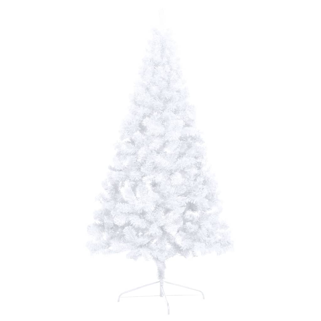 Künstlicher Halb-Weihnachtsbaum Beleuchtung Kugeln Weiß 150 cm