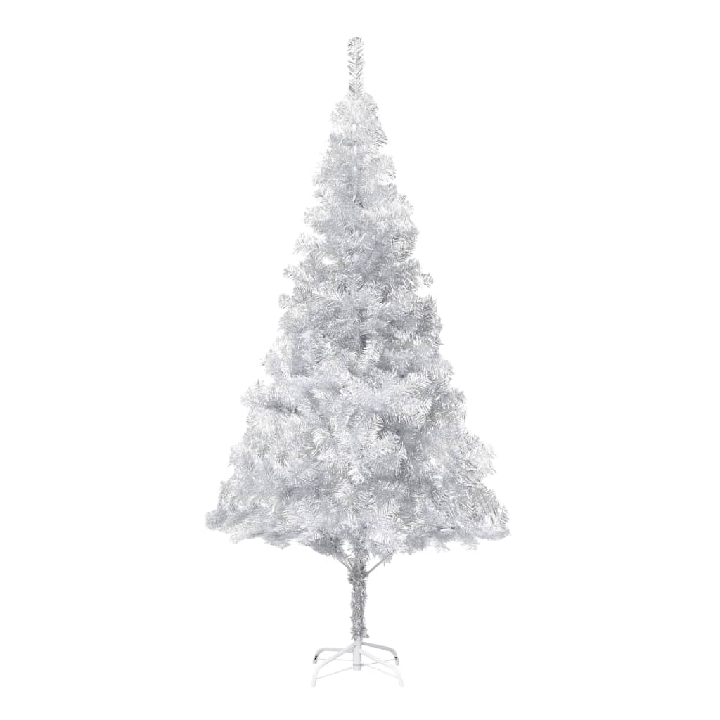 Künstlicher Weihnachtsbaum Beleuchtung & Kugeln Silber 180 cm
