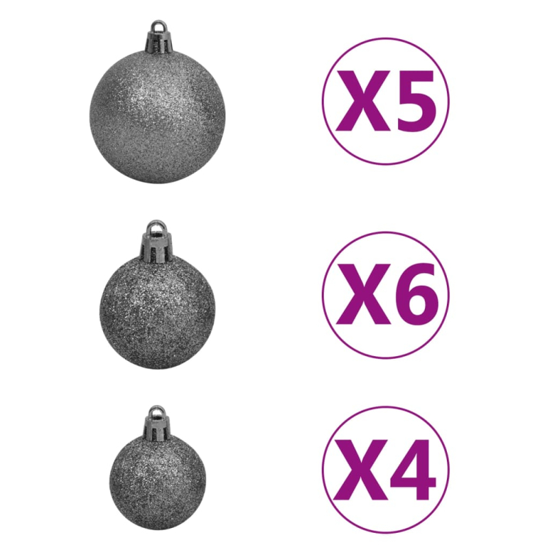 Künstlicher Halb-Weihnachtsbaum Beleuchtung Kugeln Weiß 120 cm
