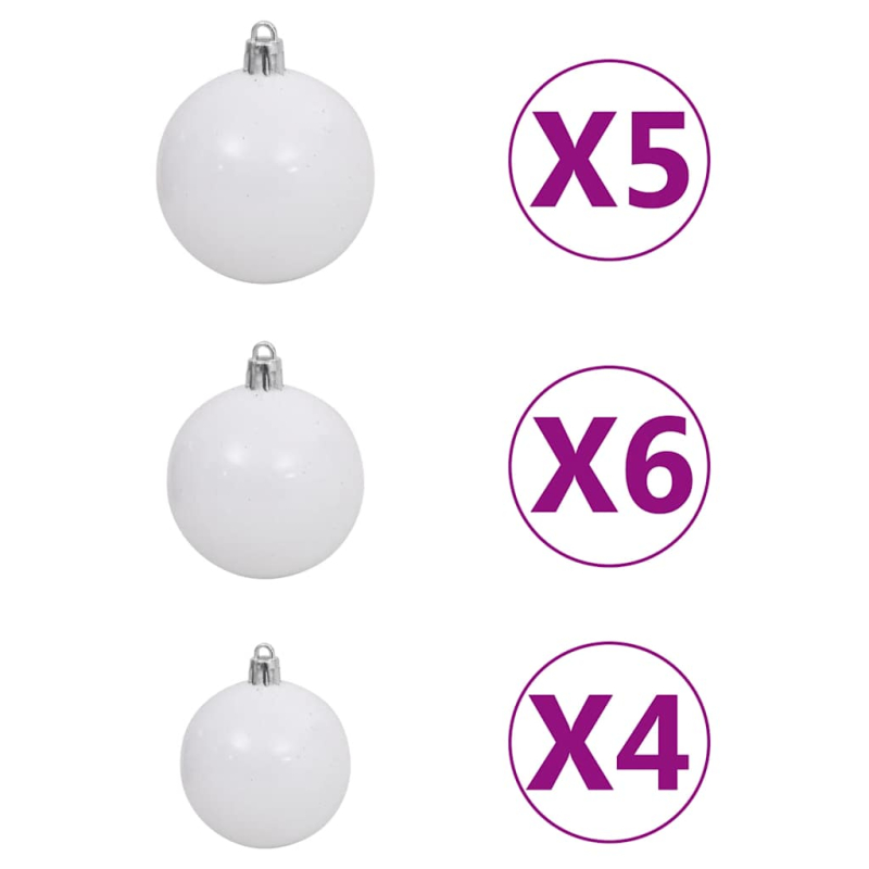 Künstlicher Halb-Weihnachtsbaum Beleuchtung Kugeln Weiß 120 cm