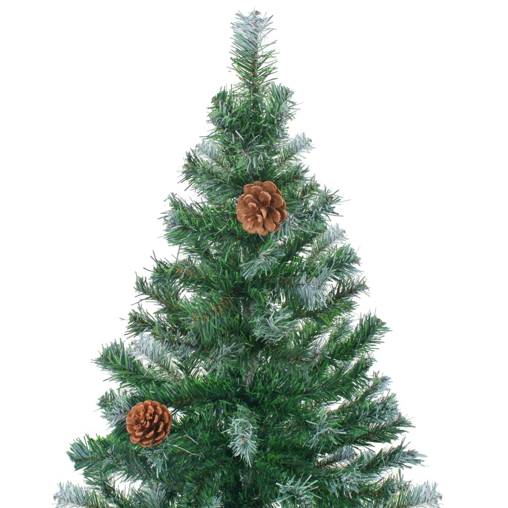 Künstlicher Weihnachtsbaum mit Beleuchtung Kugeln Zapfen 210 cm