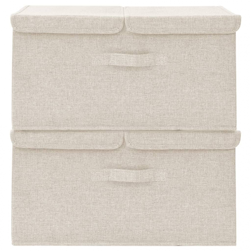 Aufbewahrungsboxen 2 Stk. Stoff 50x30x25 cm Creme