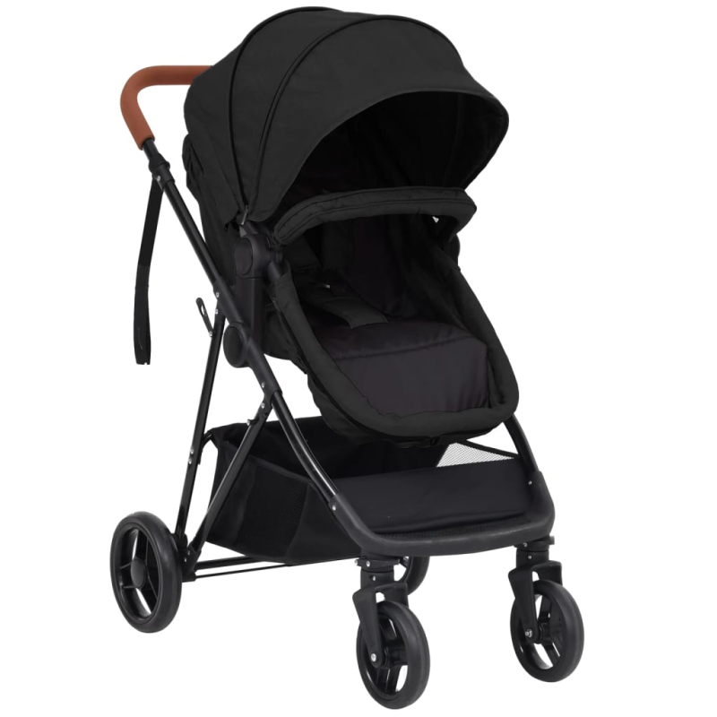 3-in-1 Kinderwagen Anthrazit und Schwarz Stahl