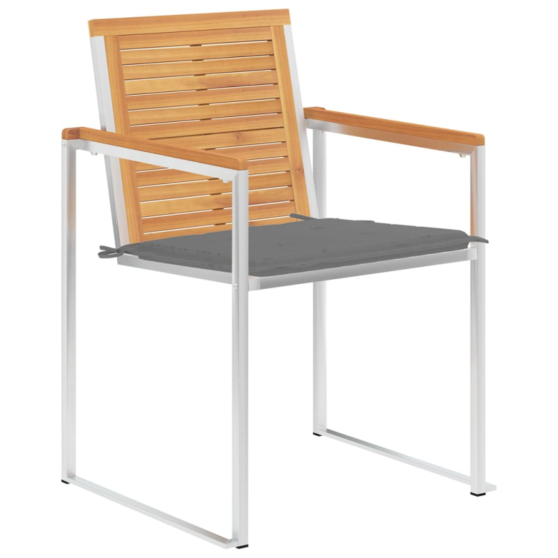 4 Stk. Gartenstühle mit Kissen Massivholz Teak