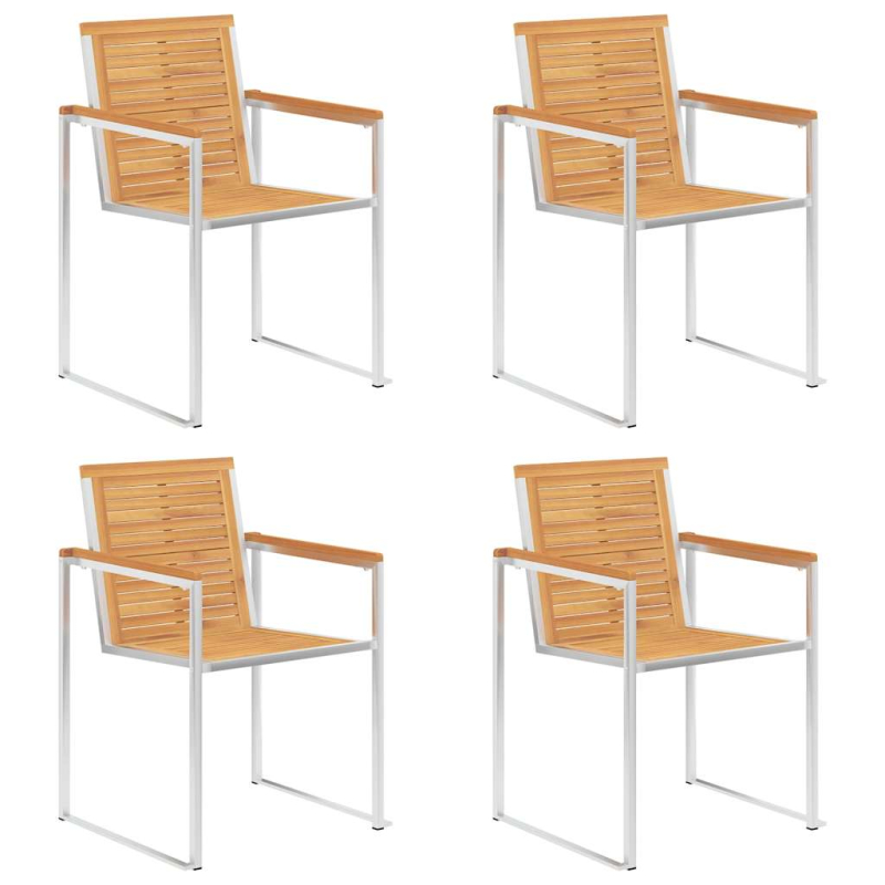 Gartenstühle 4 Stk. mit Kissen Massivholz Teak