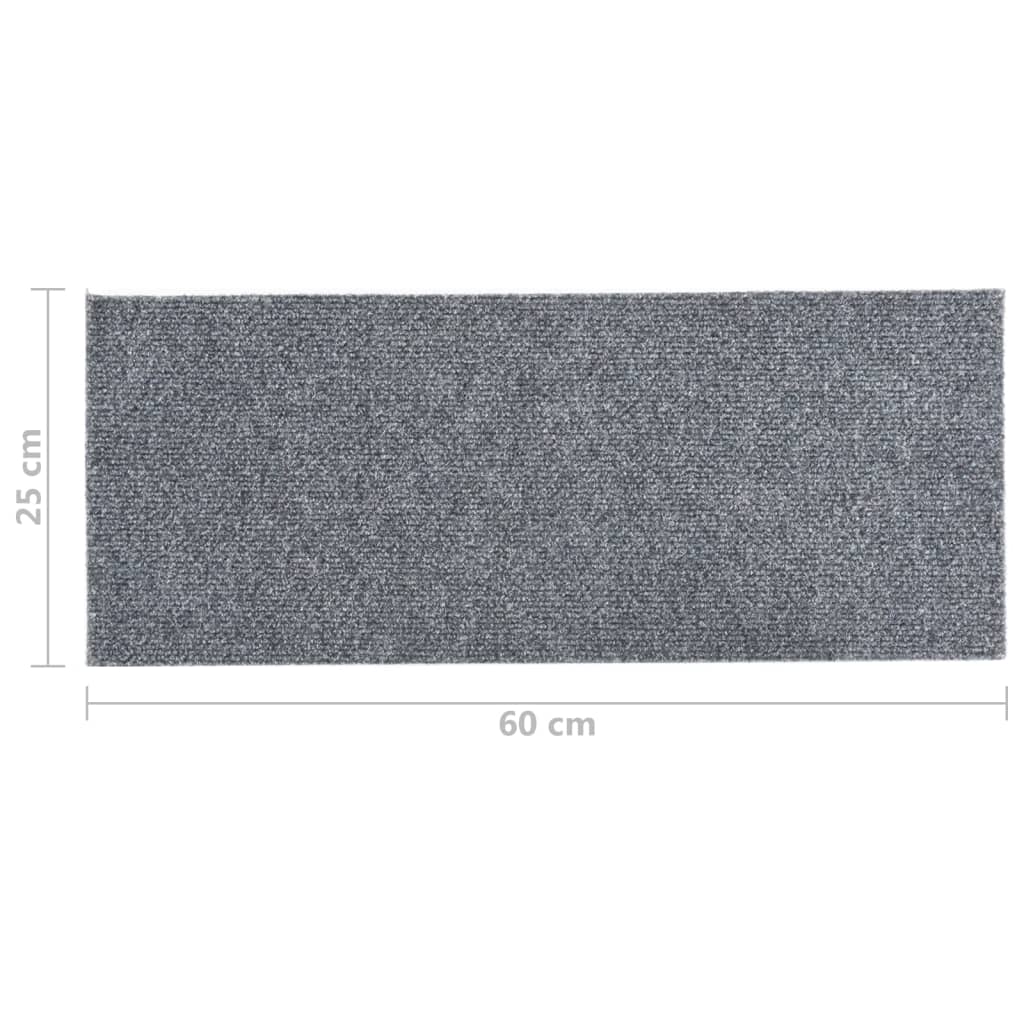 Selbstklebende Treppenmatten 15 Stk. 60x25 cm Hellgrau