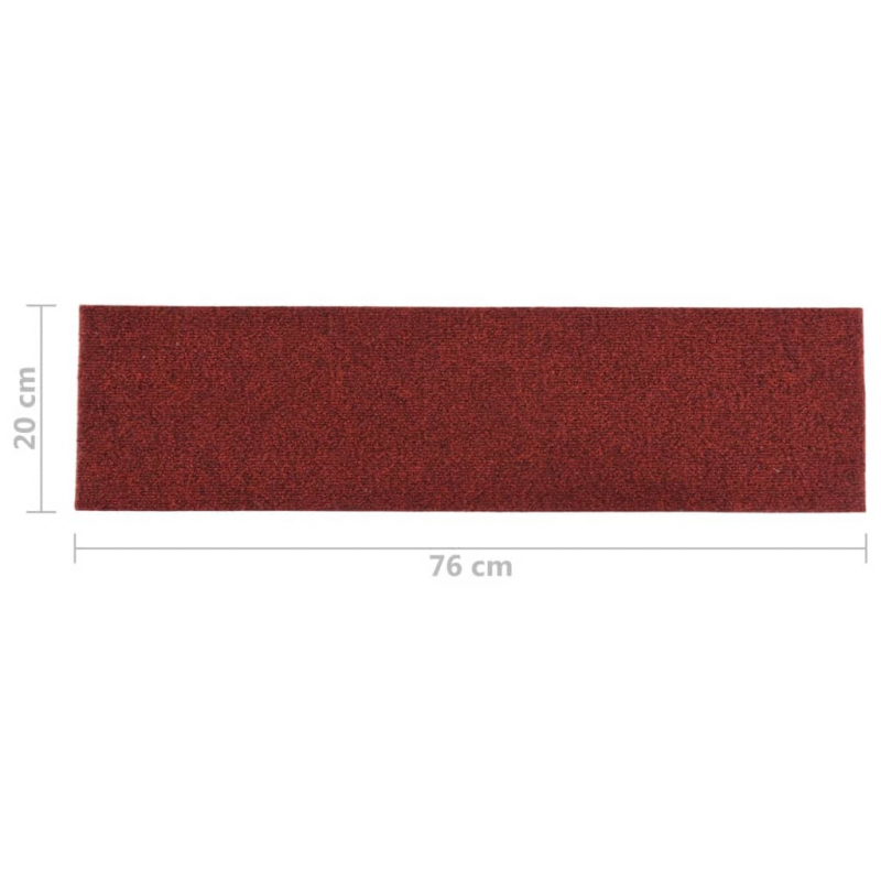 Selbstklebende Treppenmatten 15 Stk. Rechteckig 76x20 cm Rot