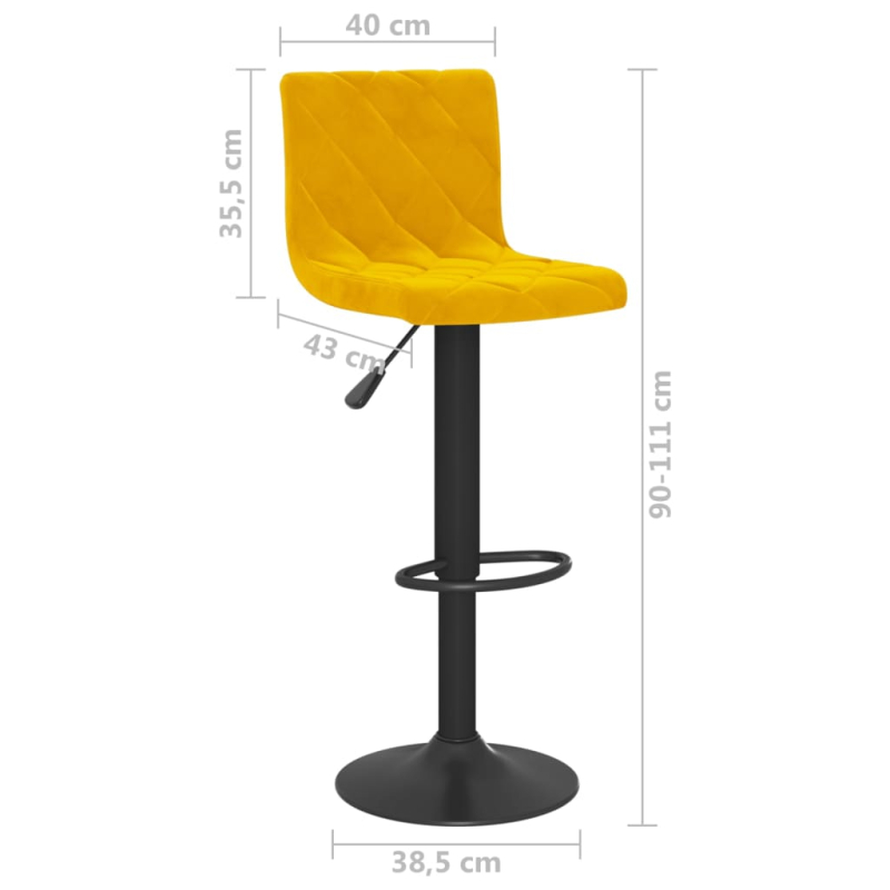 Barhocker 2 Stk. Senfgelb Samt