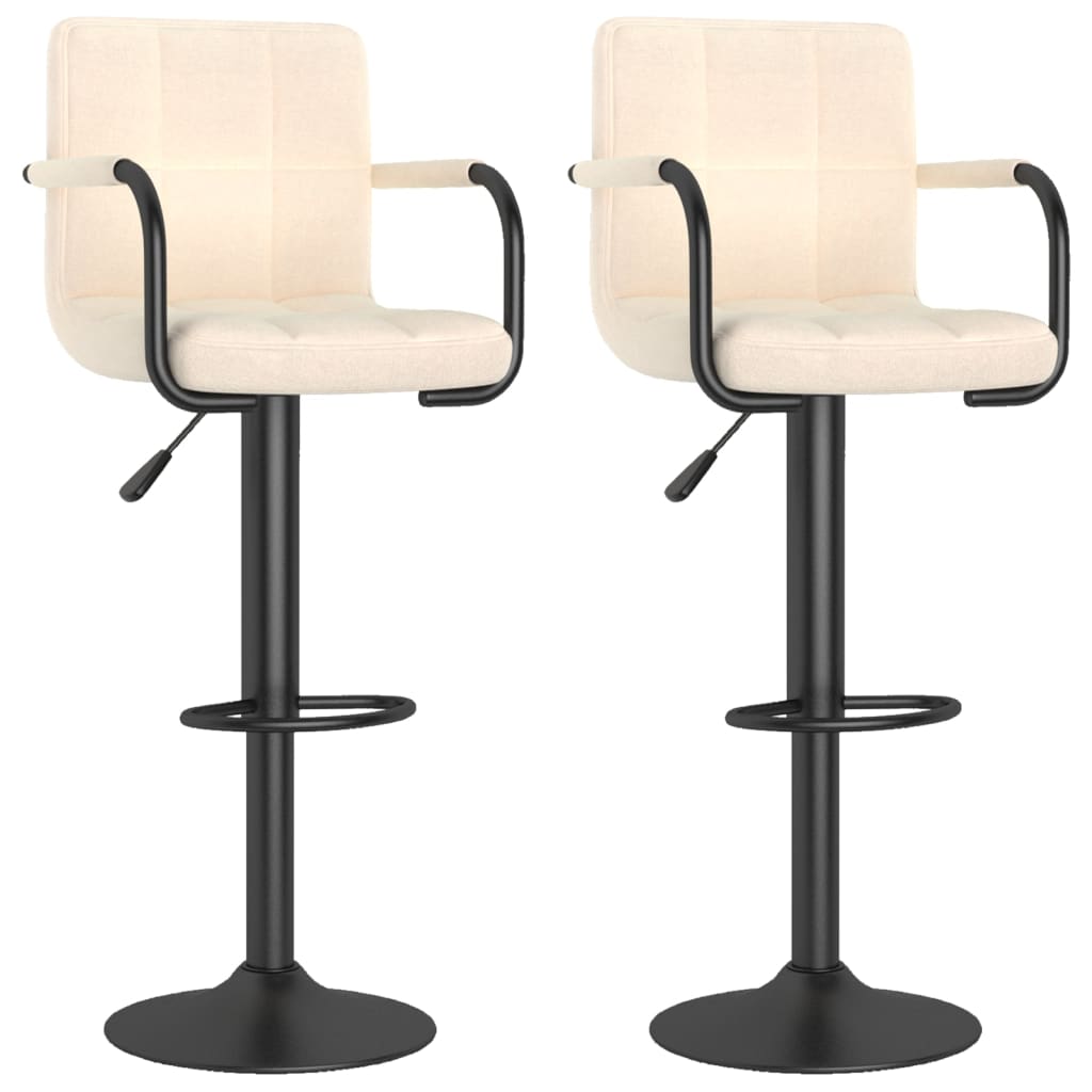 Barhocker 2 Stk. Creme Stoff
