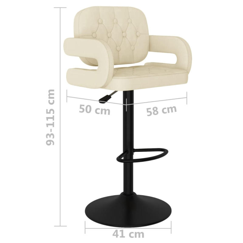 Barhocker 2 Stk. Creme Stoff