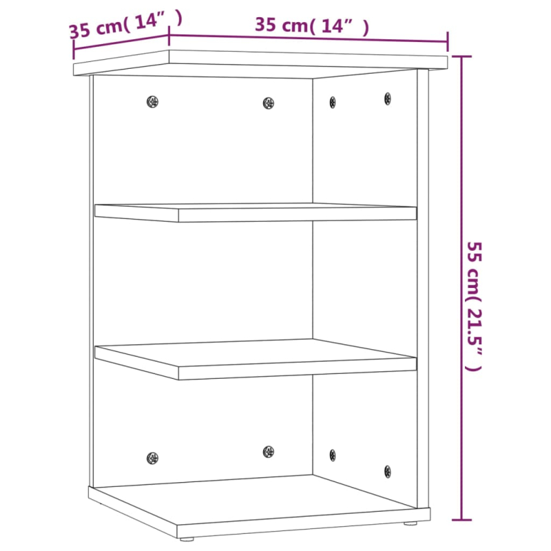 Beistellregal Betongrau 35x35x55 cm Holzwerkstoff