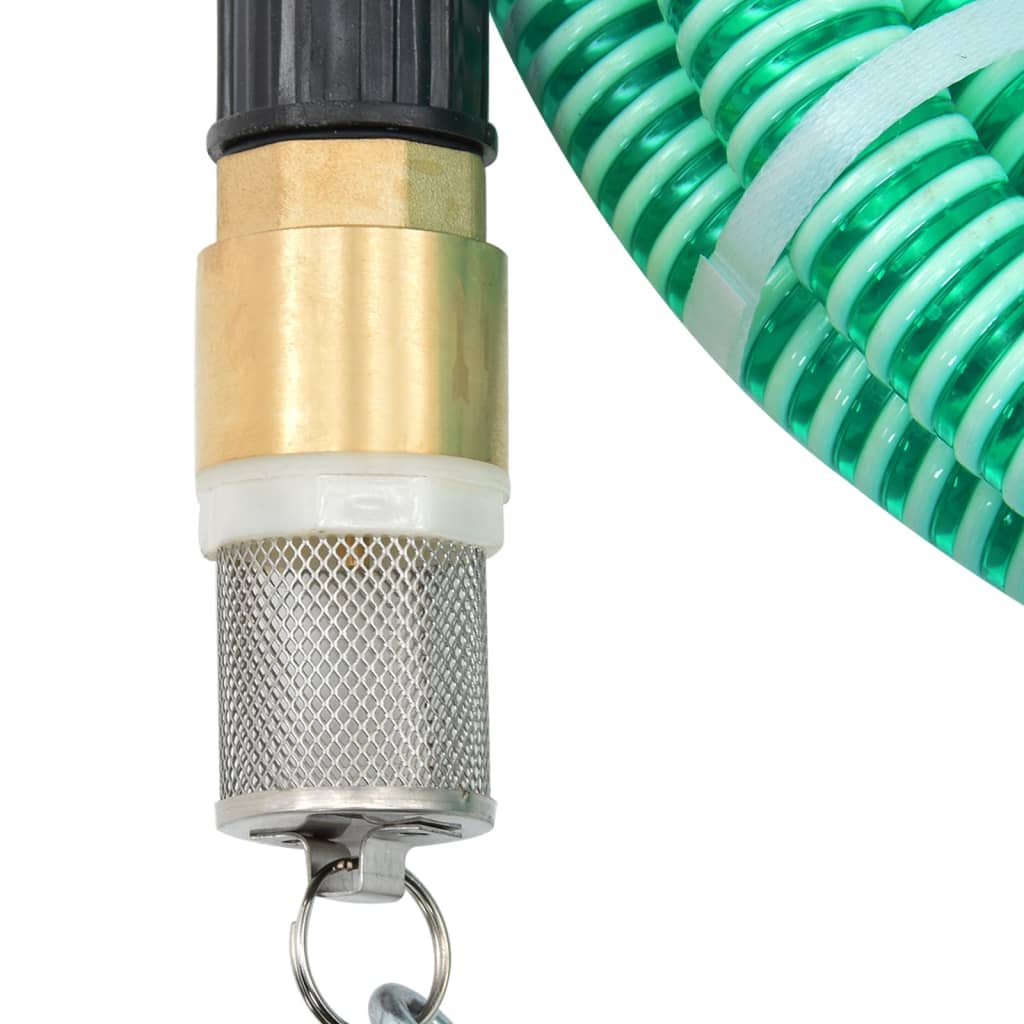 Saugschlauch mit Messing-Anschlüssen Grün 1,1 3 m PVC