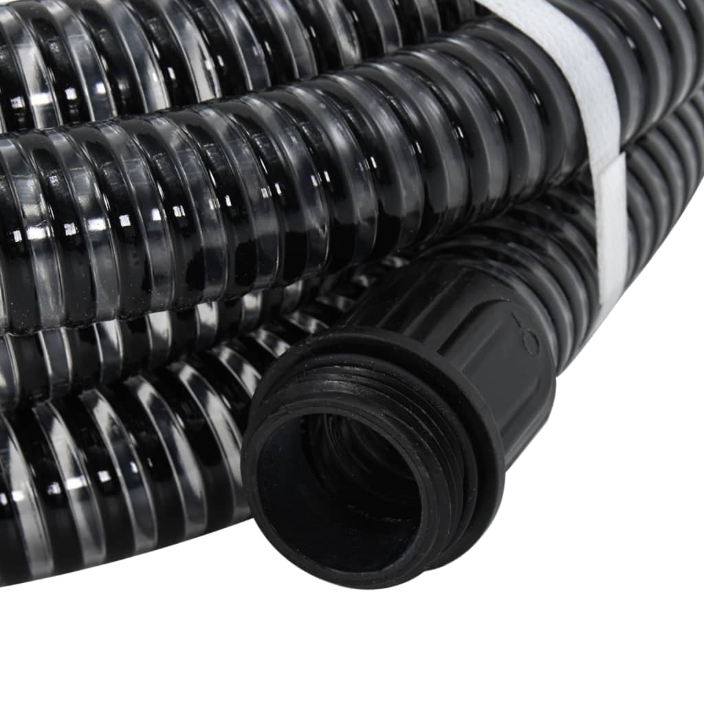 Saugschlauch mit Messing-Anschlüssen Schwarz 1,1 4 m PVC
